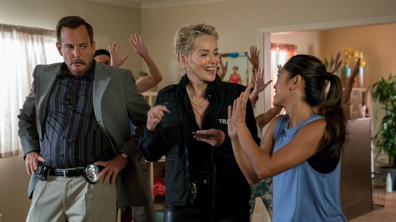 Will Arnett and Sharon Stone in "Murderville"