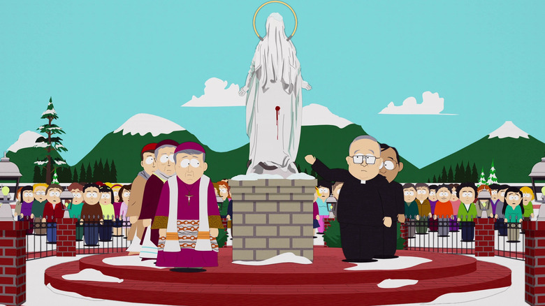 Catholic authorities try to decide if a bleeding statue is a miracle, on South Park.