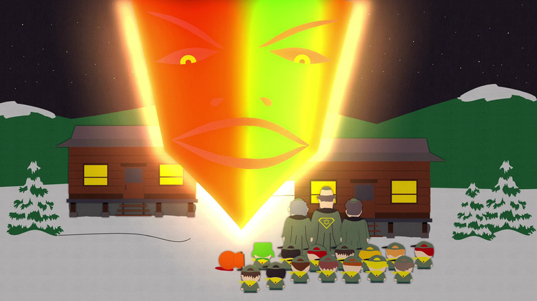 Moses is summoned by the Jew Scouts on South Park.