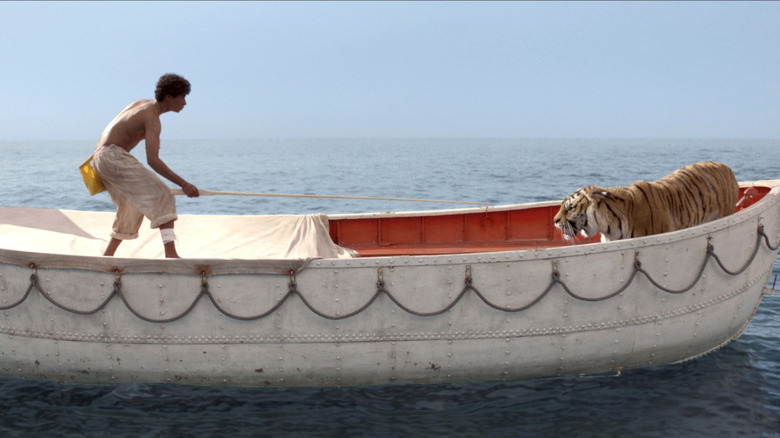 Pi Patel fighting off Richard Parker on the life boat
