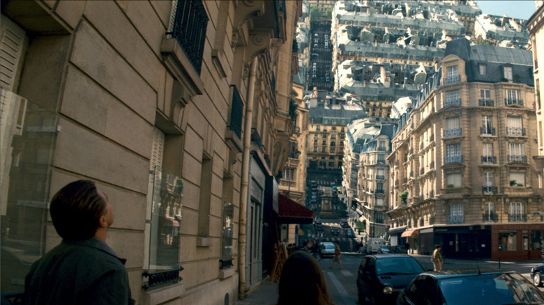 The city of Paris folding into itself.