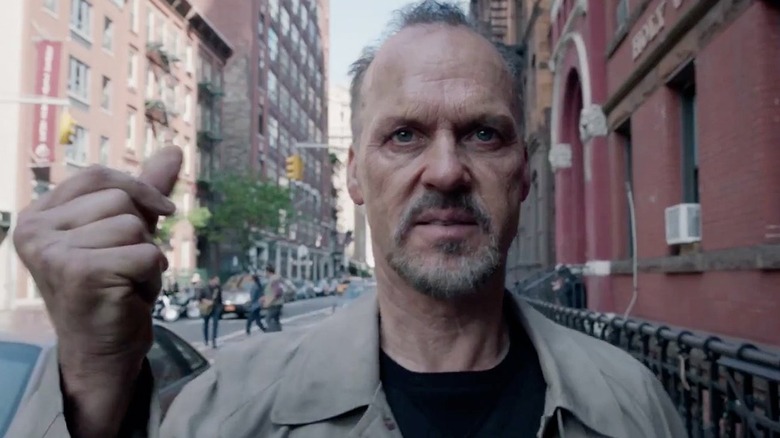 Riggan Thomson (Michael Keaton) snaps his fingers in Birdman
