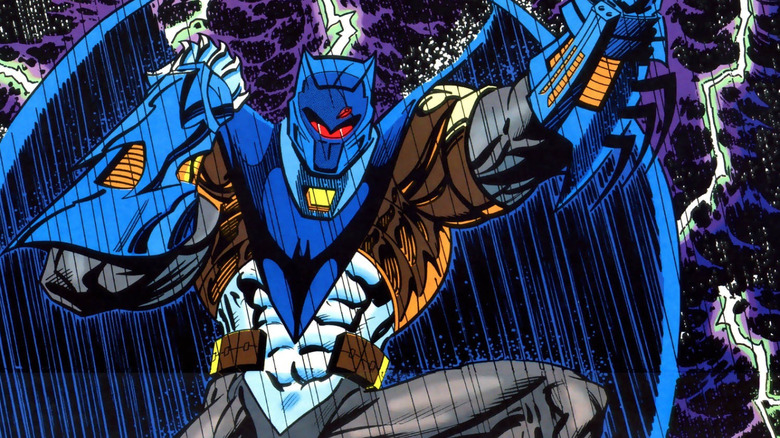 Azrael flexing in the Azbat suit