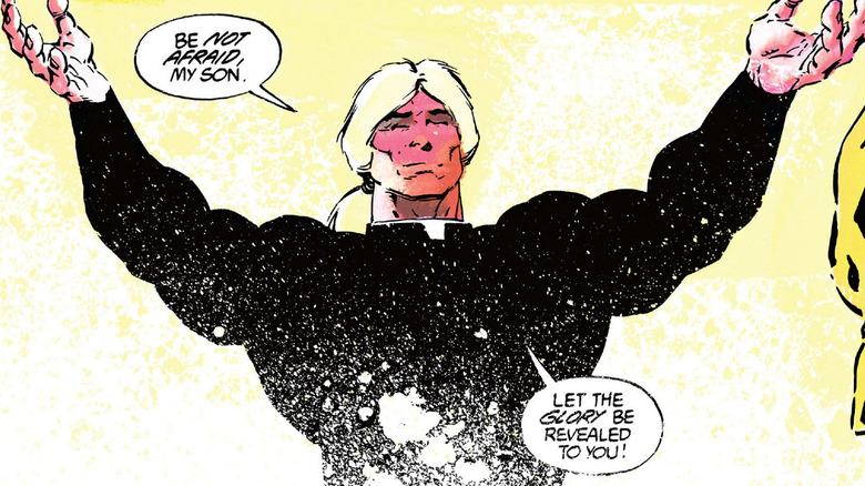 Deacon Blackfire raising his arms up