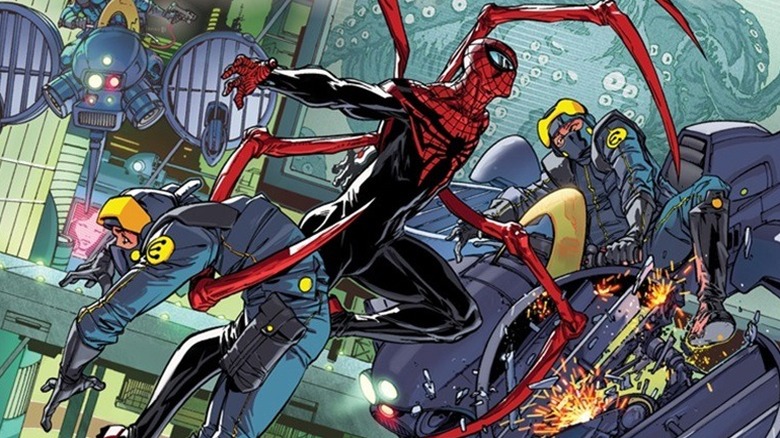 Superior Spider-Man fighting off two goons