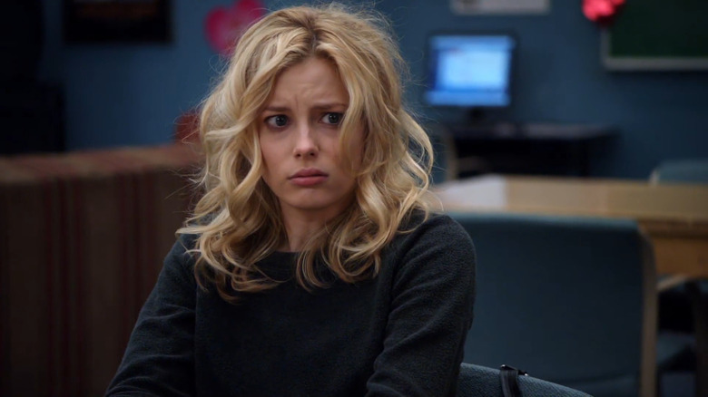 Gillian Jacobs as Britta Perry with messy hair in Community