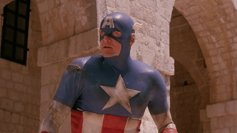 Matt Salinger as Captain America prepares for battle in Captain America