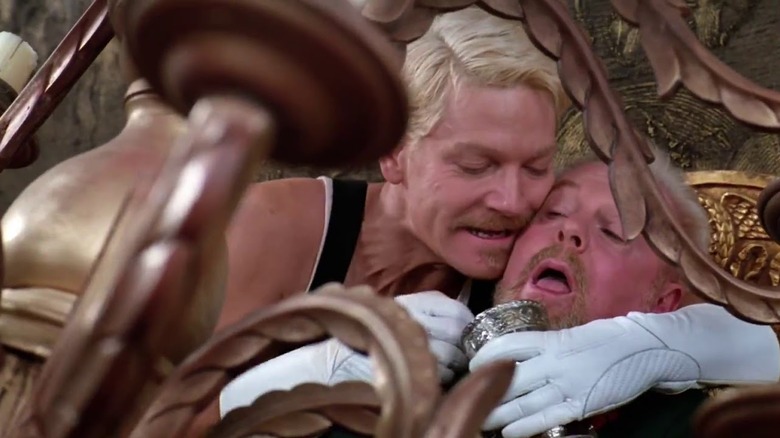 Hamlet (Kenneth Branagh) poisoning Claudius (Derek Jacobi) in 1996's Hamlet
