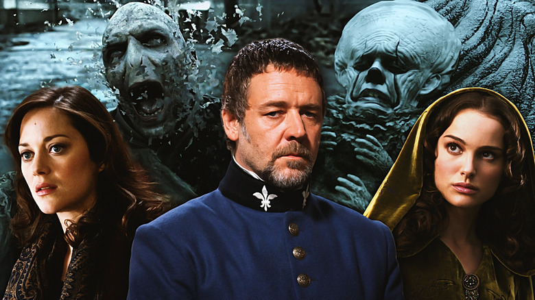 Talia al Ghul (Marion Cotillard), Voldemort (Ralph Fiennes), Javert (Russell Crowe), Pennywise (Bill Skarsgård), and Padme (Natalie Portman) lined up