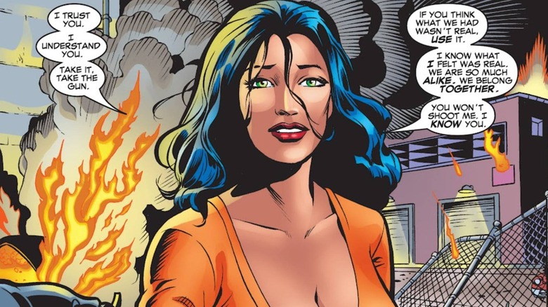 Anastasia offering Deadpool a gun in Marvel Comics