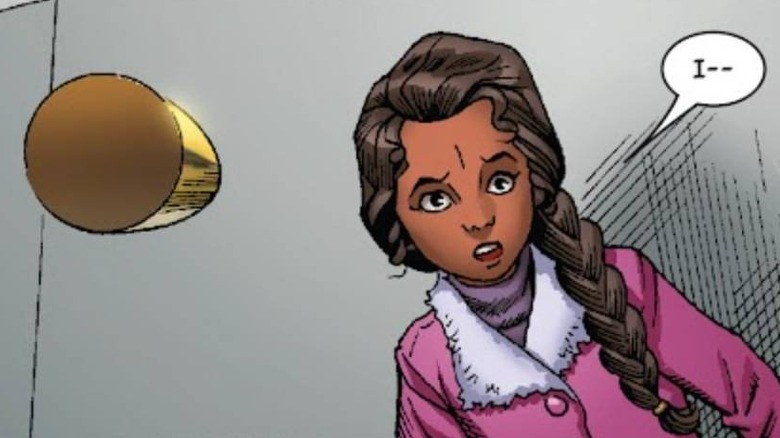 Bullet flying toward Deadpool's daughter, Ellie, in Marvel Comics
