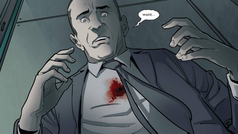 Phil Coulson with a gunshot wound in Marvel Comics