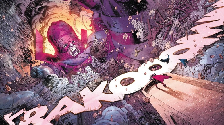 Thor attacking Galactus in Marvel Comics
