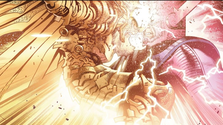 Odin head-butting Galactus in The Mighty Thor #5