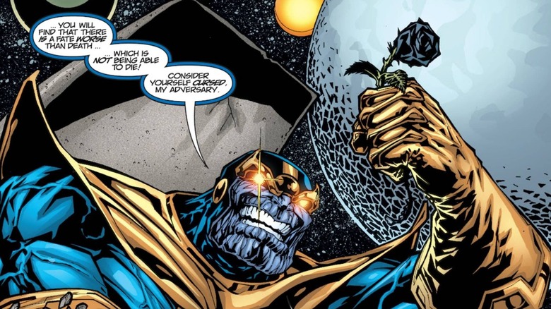 Thanos holding a black rose in Deadpool #64
