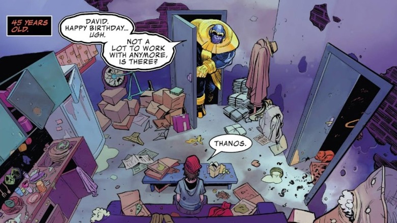 Thanos checking in on David in Thanos Annual #1