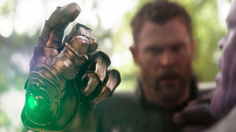 Thanos (Josh Brolin) snapping in Avengers: Infinity War