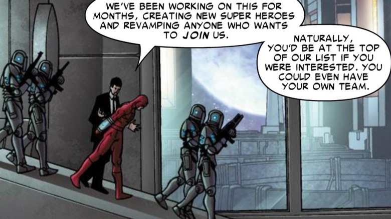 Daredevil being led into Prison 42 in Civil War #5 (2006)