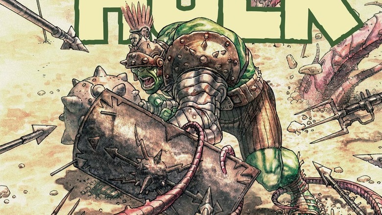 The Hulk in armor surrounded by spears on the cover of The Incredible Hulk #92 (2006)