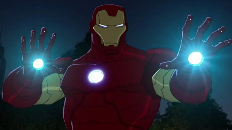 Iron Man holding his hands up in Avengers Assemble