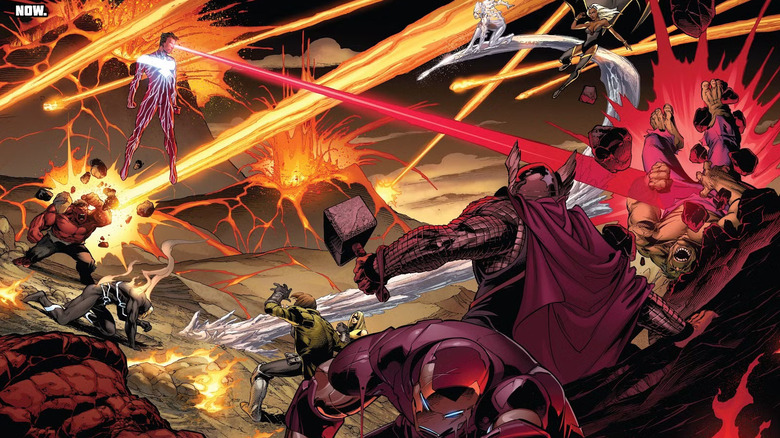 X-Men battling Avengers in Avengers vs. X-Men #12 (2012)