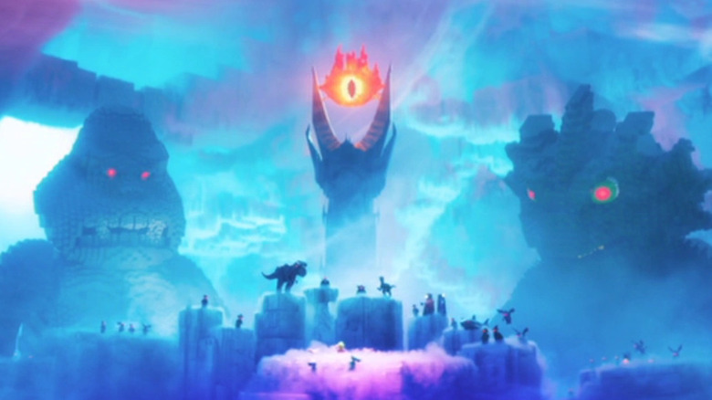 Villains including Sauron, King Kong, and Godzilla loom in the phantom zone in The Lego Batman Movie