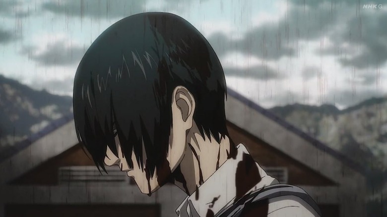 Attack on Titan Eren stands in raining blood