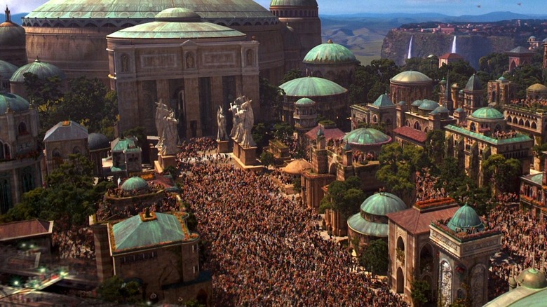 Naboo citizens celebrating the Empire's defeat