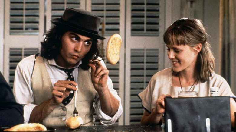 Johnny Depp Amy Stuart Masterson goofing around