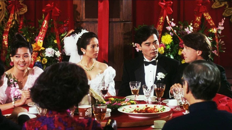 couple at wedding party table