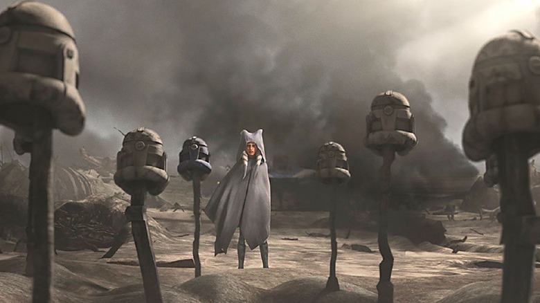 Ahsoka at her makeshift memorial