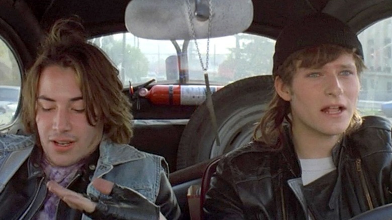 Keanu Reeves and Crispin Glover in a car