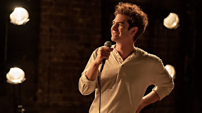 Andrew Garfield as Jonathan Larson on stage