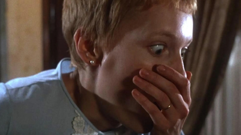 Rosemary shocked at her baby's appearance in Rosemary's Baby