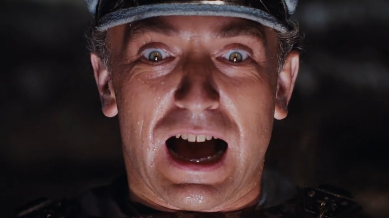 Paul Freeman as Rene Belloq screaming in Raiders of the Lost Ark