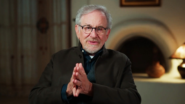 Steven Spielberg talks to camera in an interview for Disclosure Day