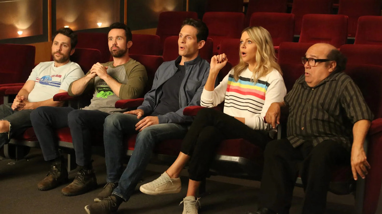 The cast of It's Always Sunny in Philadelphia sitting