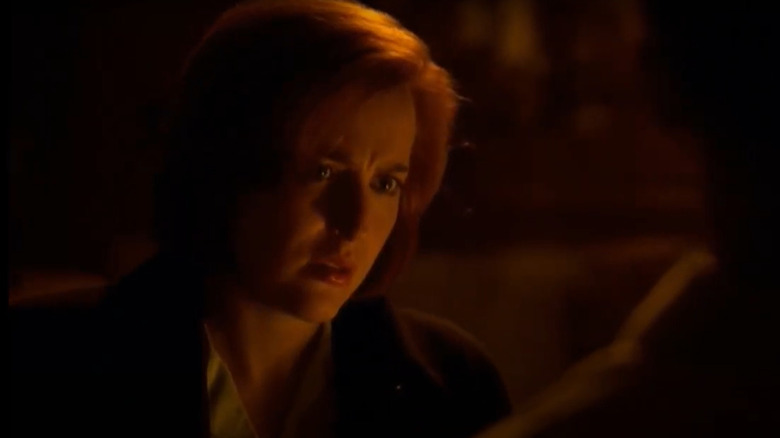 Agent Scully frowning