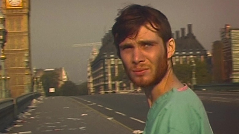 Cillian Murphy as Jim wandering the streets of London in 28 Days Later