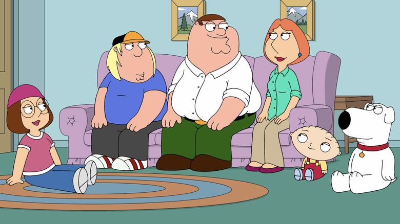 Meg, Chris, Peter, Lois, Stewie and Brian Griffin in Family Guy