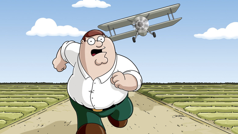 Family Guy, Peter fleeing a plane like in North By Northwest