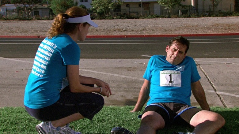 Pam and Michael resting in The Office