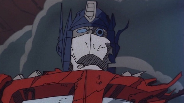 Optimus Prime looking badly damaged in The Transformers