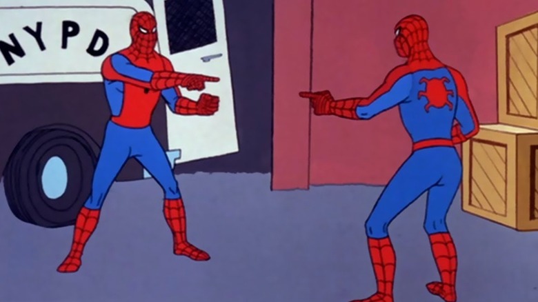 Two Spider-Men pointing at each other in Spider-Man (1967)