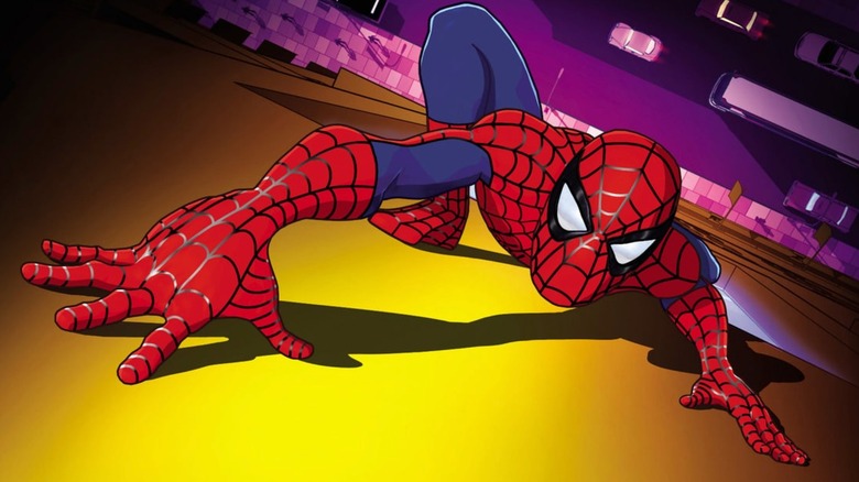 Spider-Man: The New Animated Series poster showing Spider-Man wall-crawling