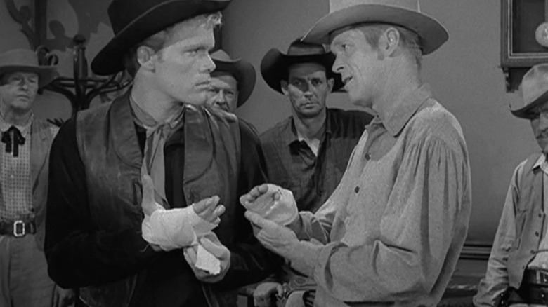 Two gunfighters with bandages on their hands in The Twilight Zone's "Mr. Denton on Doomsday"