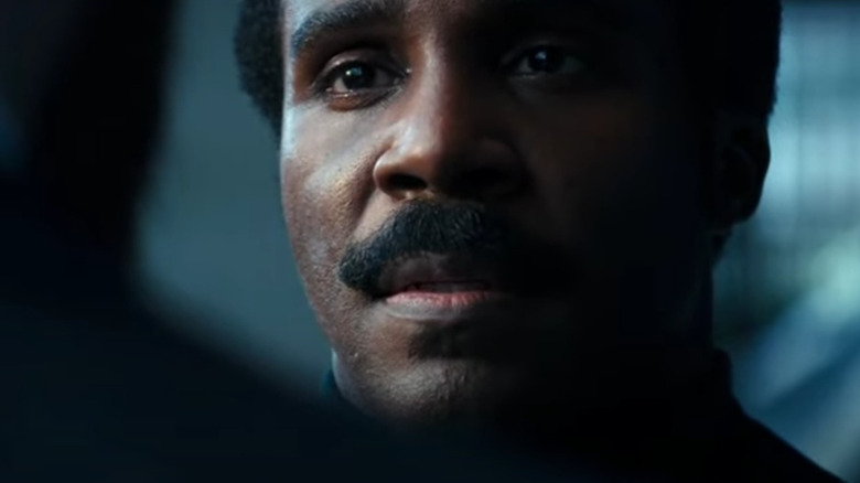 Tramell Tillman's Mr. Milchick looking serious on Severance