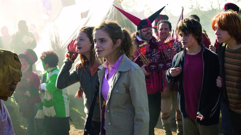 Hermione Ginny Harry and Ron at the Quidditch World Cup