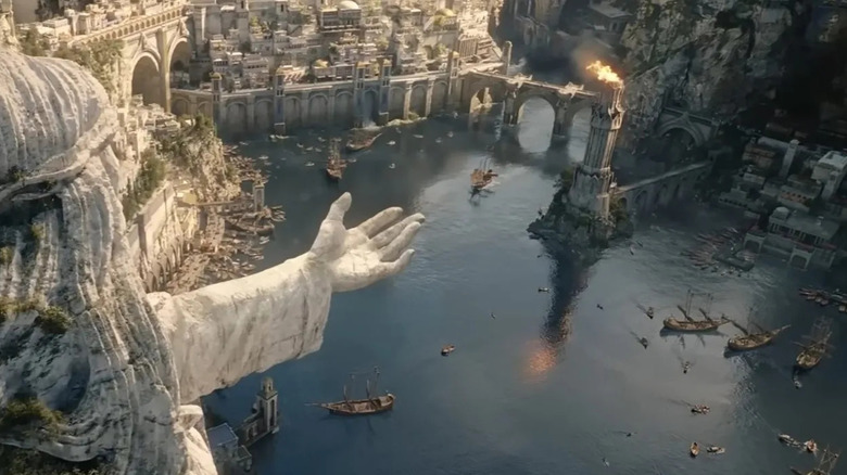 Númenor giant statue ocean boats
