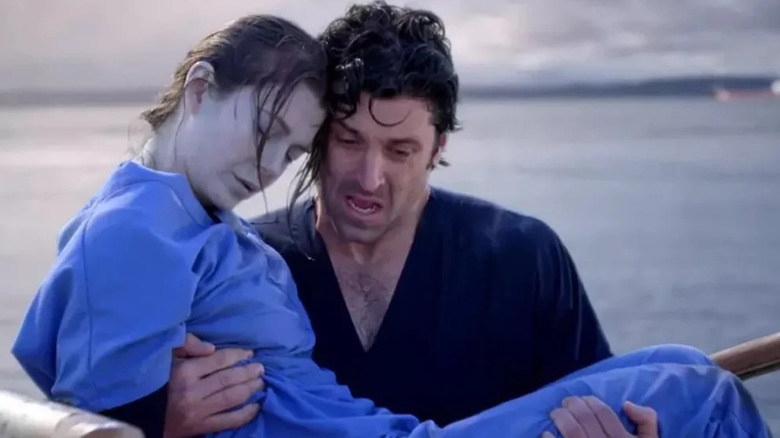 Derek holding a drowned Meredith on Grey's Anatomy